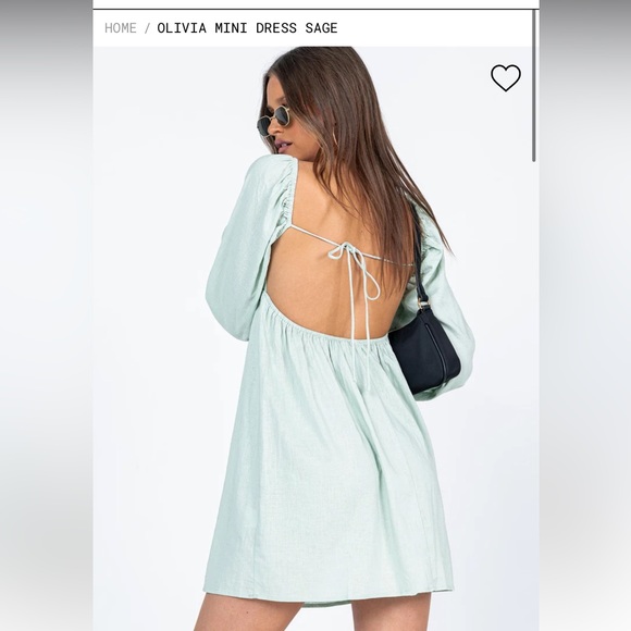 Princess Polly Olivia Mini Dress Sage - Picture 2 of 4